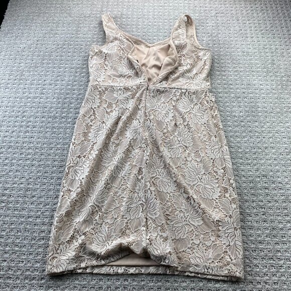 Jessica Laced Dress Women Size 14 Beige Rhinestone Waist Belt - Picture 7 of 11